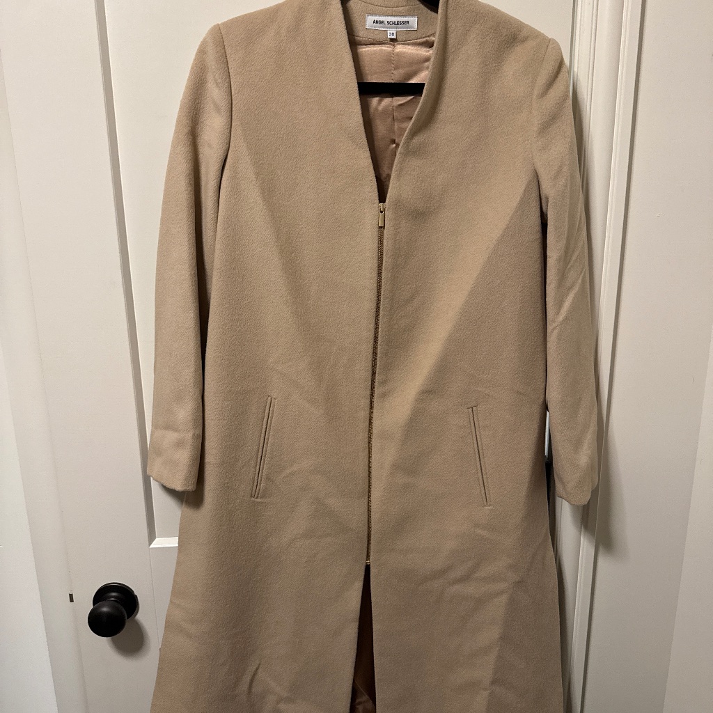 Angel Schlesser  Camel Collarless Longline Coat